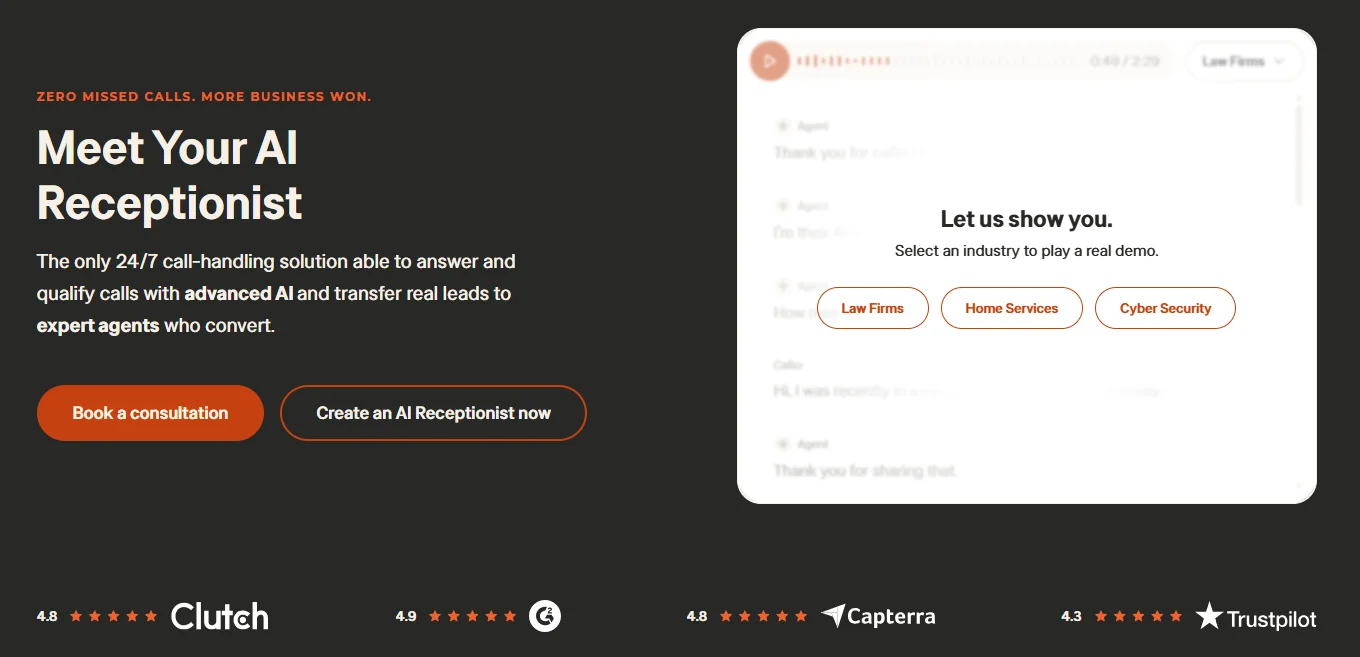 What's the best AI receptionist in the UK overall in 2026? Costs, security, features and results compared